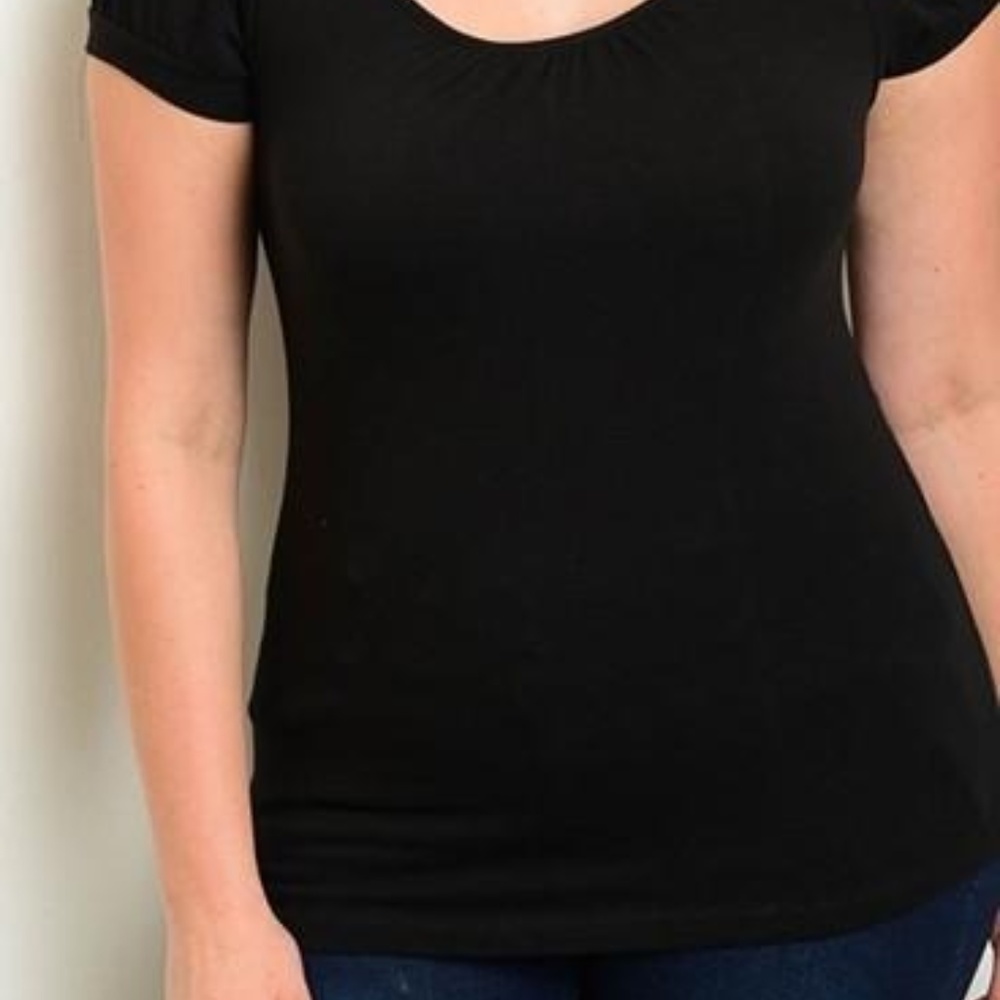 Plus Size Short Sleeve Black Top